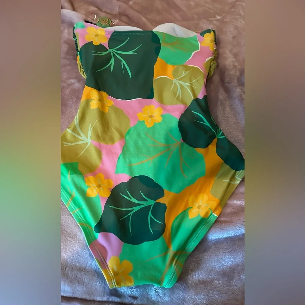 Kate Spade Cucumber Floral Tie Bandeau One-Piece - Picture 5 of 6